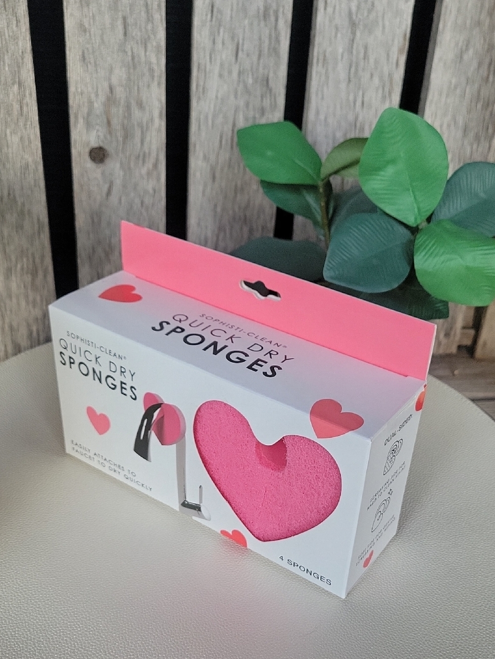 Quick Dry Heart Sponges - Pink